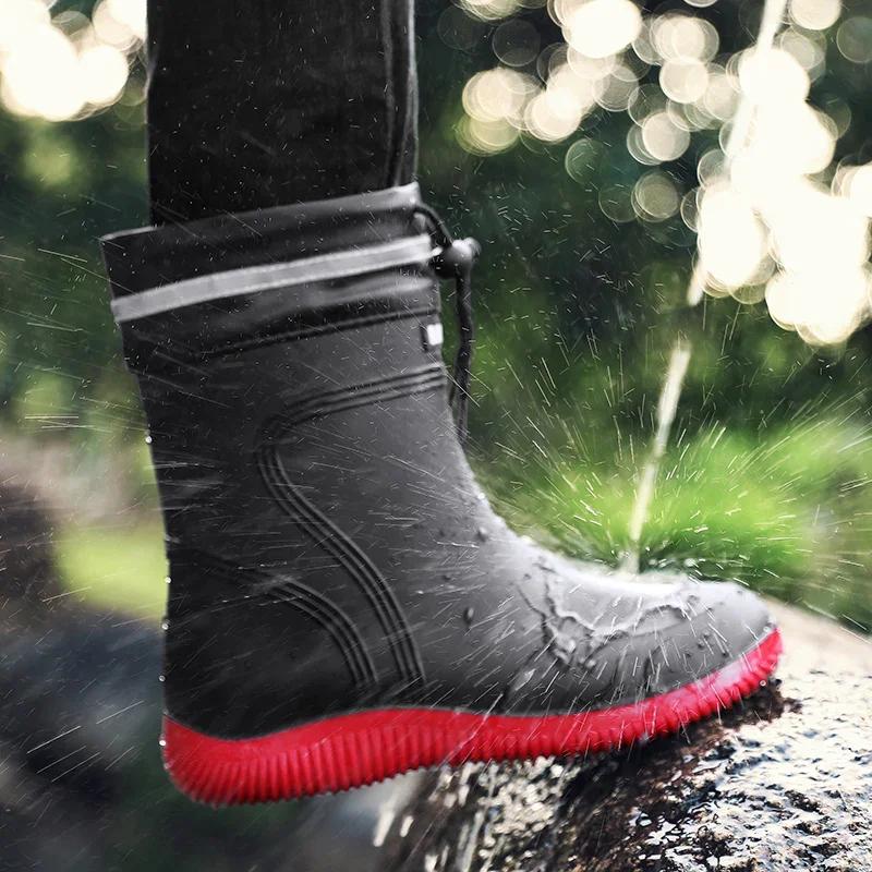Модные нескользящие мужские резиновые сапоги, зимние бархатные теплые резиновые сапоги, рабочие ботинки для мужчин, обувь для поваров, обувь для рыбалки, высокое качество