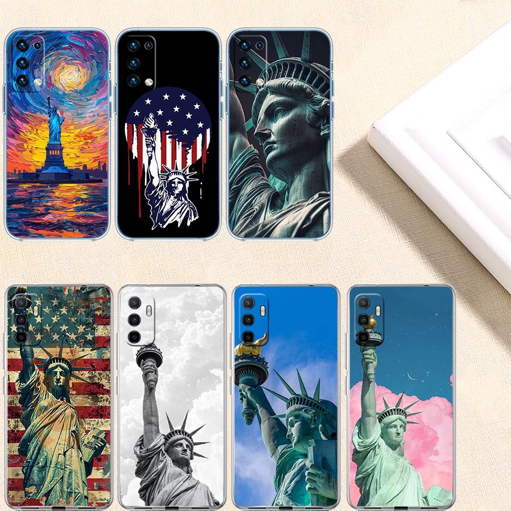 IK66 Statue of Liberty Transparent Phone Case for Motorola Moto G7 G8 G9 G84 G85 G73 G24 G15 Z2 Play Power Plus