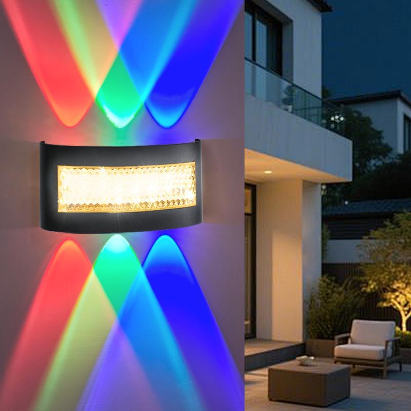Уличный настенный светодиодный светильник RGB с цветным световым эффектом, водонепроницаемый, для украшения патио, сада, вечеринки у бассейна