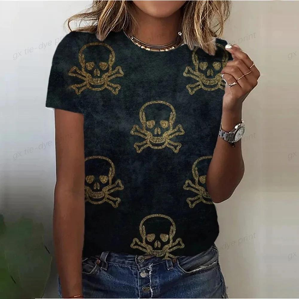 2024 Top Mexican-style Death Skull 3d Printed Painted Women's Shirt Breathable Street Chic Casual Style Short Sleeve T