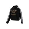 Originals Trefoil Logo Leopard Print Cropped Hoodie Women Hoodie Black GT5223