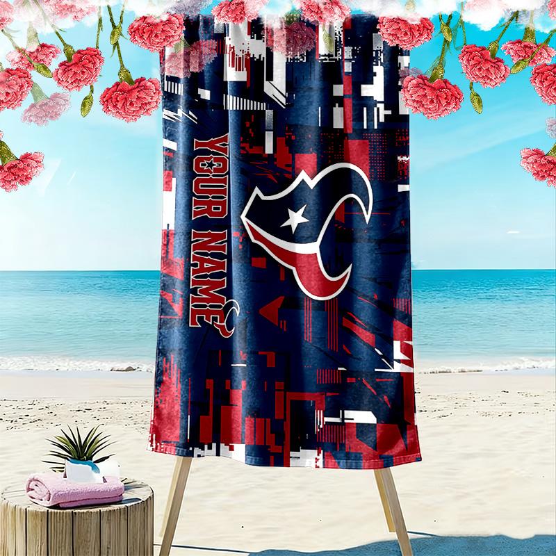 Houston Texans Print Beach Towel, Large Soft Quick Dry Towel for Beach Camping Swimming