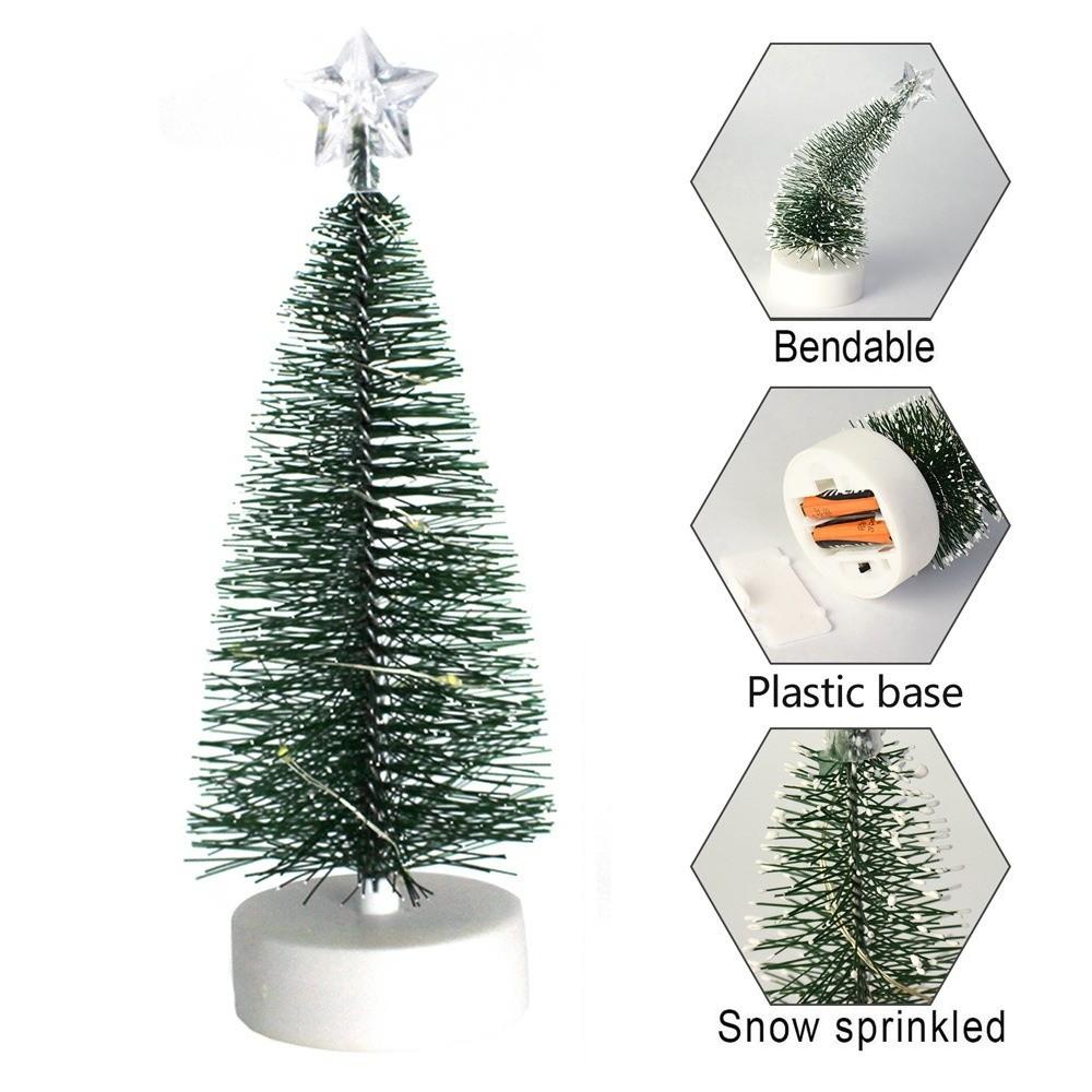 3Pcs/Set Mini Ornaments Small Pine Trees Lights Glowing Christmas Tree Light Party