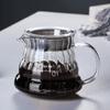 Кофеварка для заваривания кофе методом пролива из боросиликатного стекла с вертикальными полосами, шкалой и возможностью нанесения логотипа.