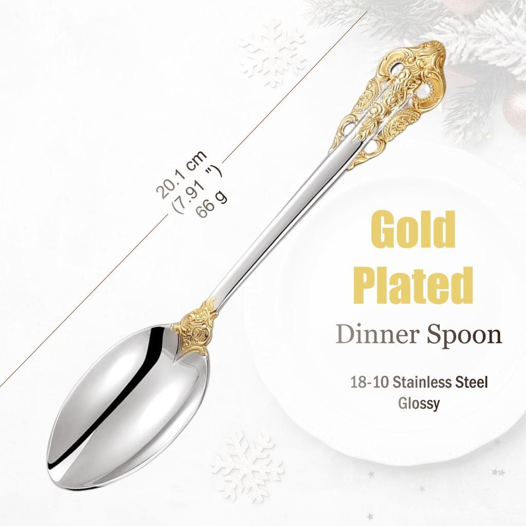 Набор столовых приборов из нержавеющей стали серебристого цвета, винтажные столовые приборы, ручки с полостью, столовое серебро для свадьбы, барокко, 18/10, глянцевое золото