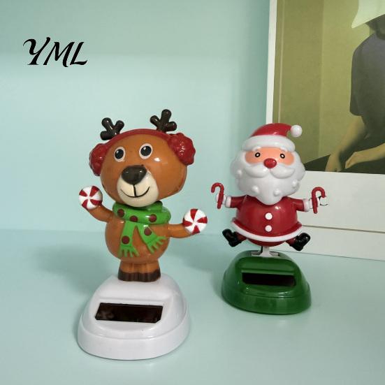 Gift for Drivers And Car Enthusiasts Solar Powered Dancing Ornament, Creative Dashboard Christmas Cartoon Figure Cute Elk Figurines Auto Interior