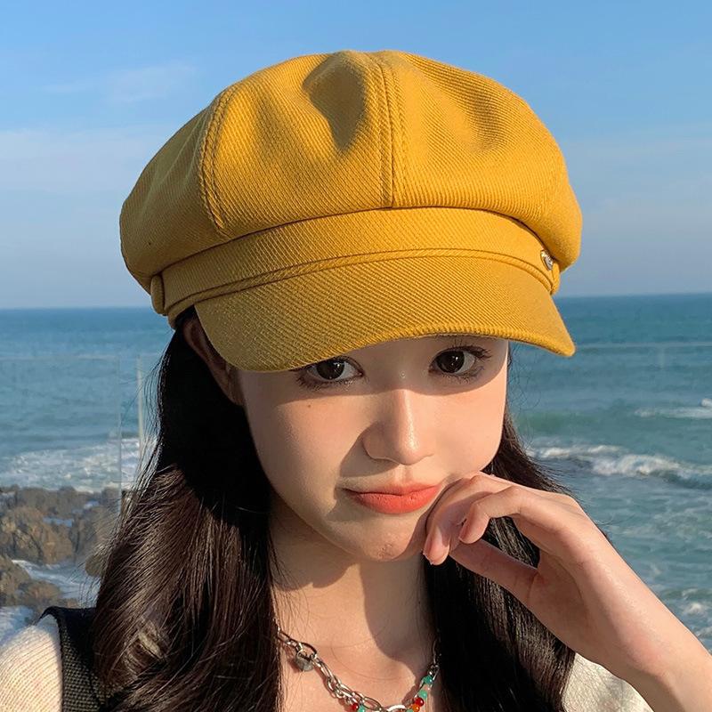 Small octagonal hat female spring summer British retro painter beret versatile cap thin