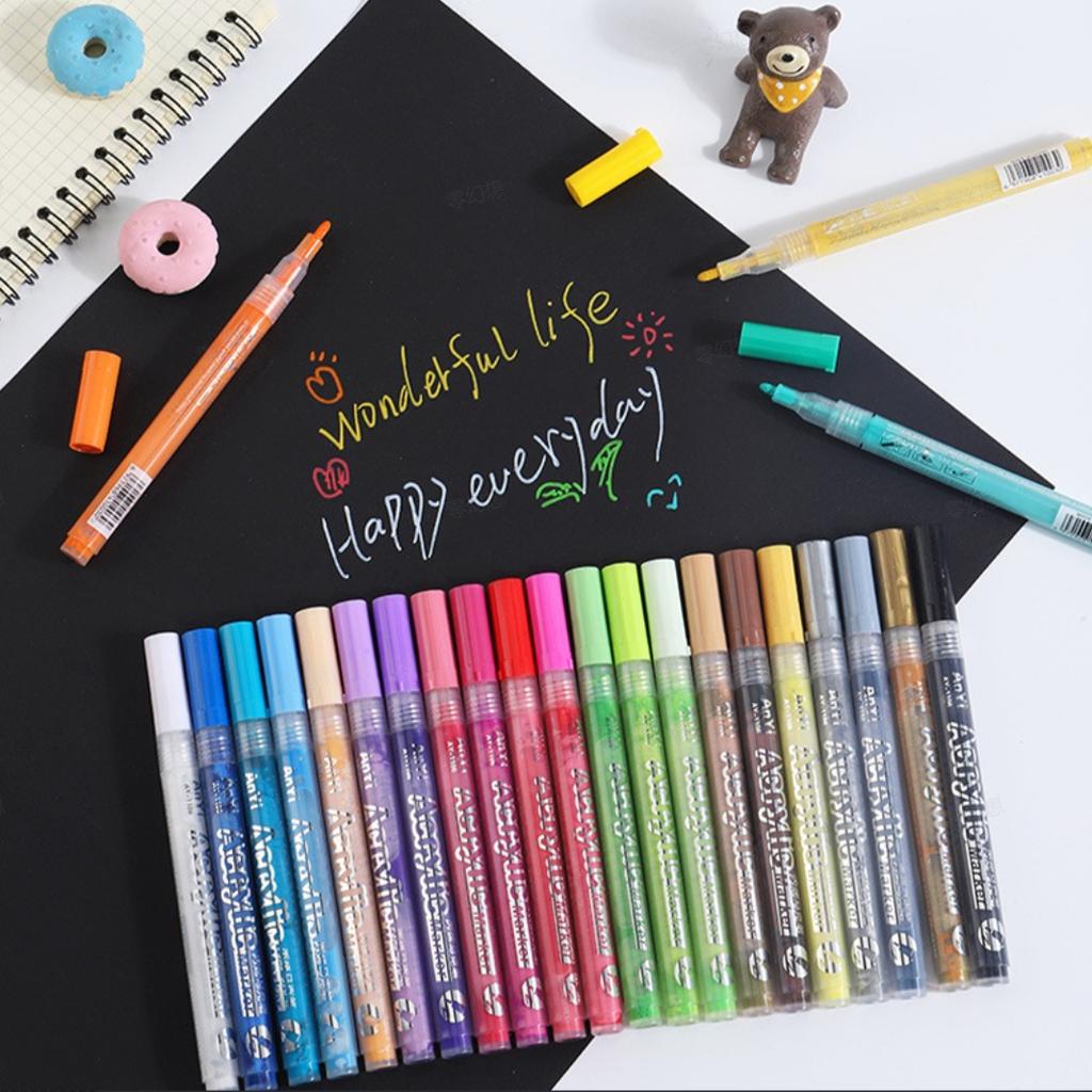 12pcs Acrylic Marker Paint Pens,Brighten Up Your Artwork, Suitable for Wood, Canvas, Stone, Rock Painting, Glass, Ceramic Surfac
