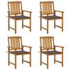 Day and Night - Day and Night Garden Chairs with Cushions 4 Units Solid Acacia Wood
