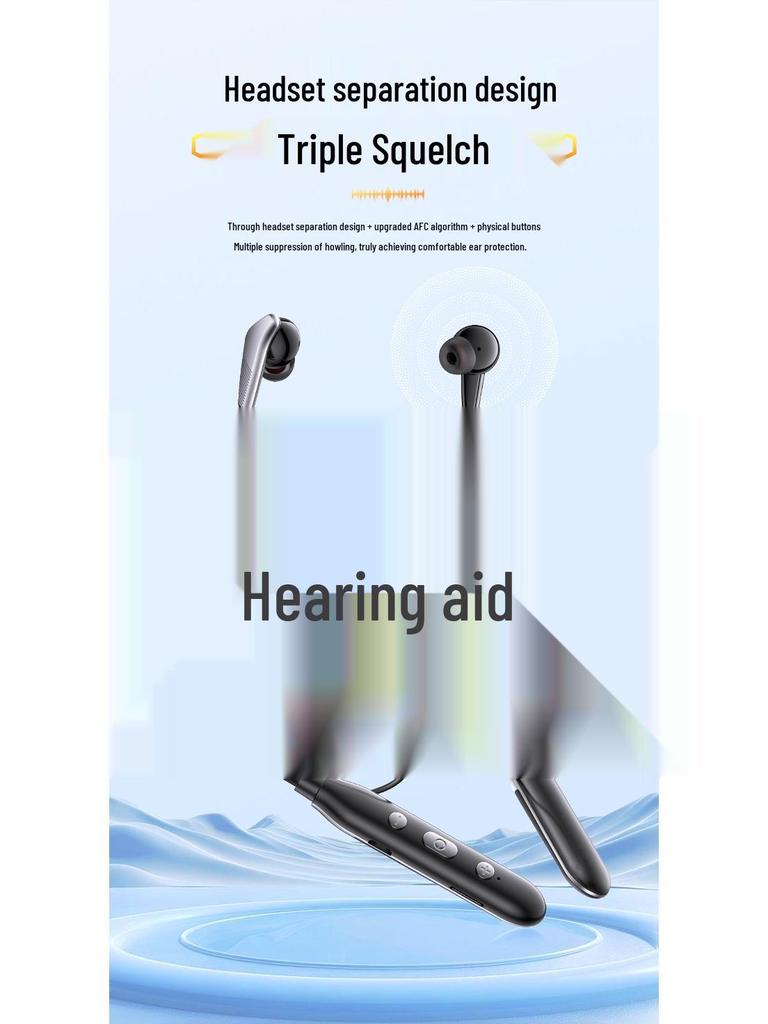 Q80 Высококачественный заушный слуховой аппарат с шейным креплением для пожилых и молодых, большая батарея, защита от потери, Bluetooth, шумоподавление