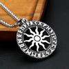 Винтажная подвеска-ожерелье Солнечный Бог Аполлон Круглая скандинавская из нержавеющей стали с рунами викингов Мужской амулет Ювелирное изделие Подарок