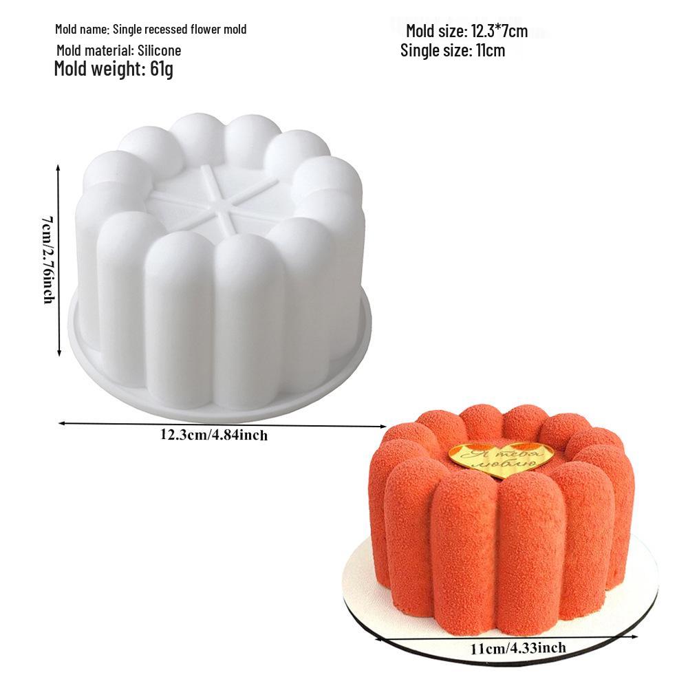 6-Cavity Flower & Heart Silicone Mousse Mold for Chocolate and Cakes