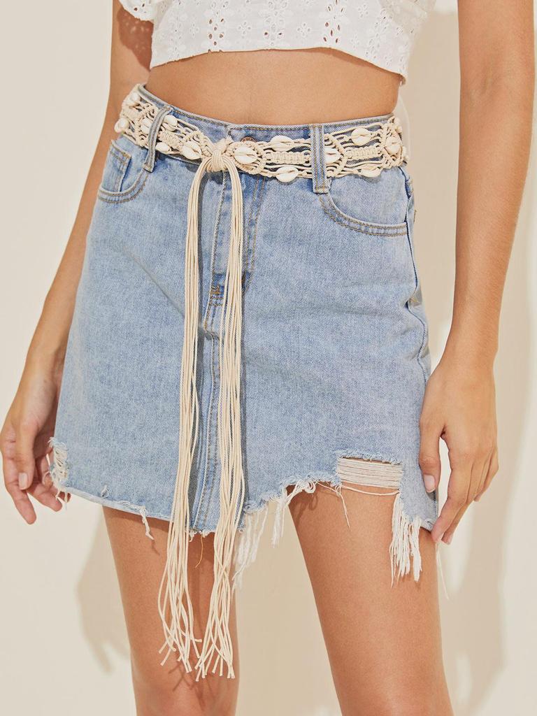 Европейский и американский богемный стиль хлопковый веревочный пояс-ракушка для женщин