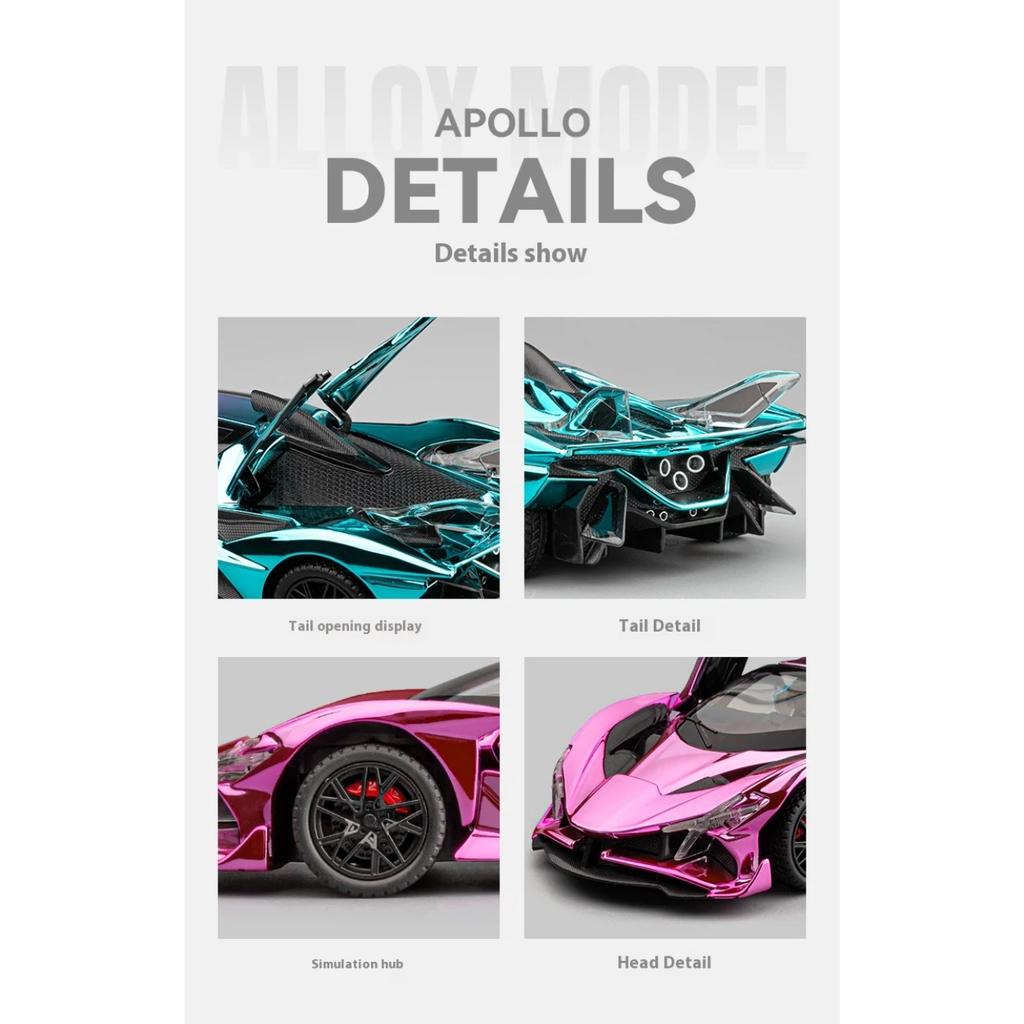 Simulation 1/24 Apollo EVO Plating Alloy Car  Sound and Light Children's Toy Car  Sports Car Model Collection Ornament Gift