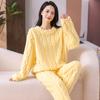 Autumn and Winter New Warm Pajamas Homewear Suit Women Warm Shu Cotton Velvet Ladies Suit Padded Thickened Pajamas Homewear