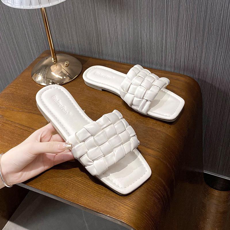Мода 2025 Фея Вязаные Сандалии Женские Балетки Каблуки Шлепанцы Обувь Женские Летние Открытый Носок Пляжные Тапочки Дом и Улица Pantuflas Sandalias
