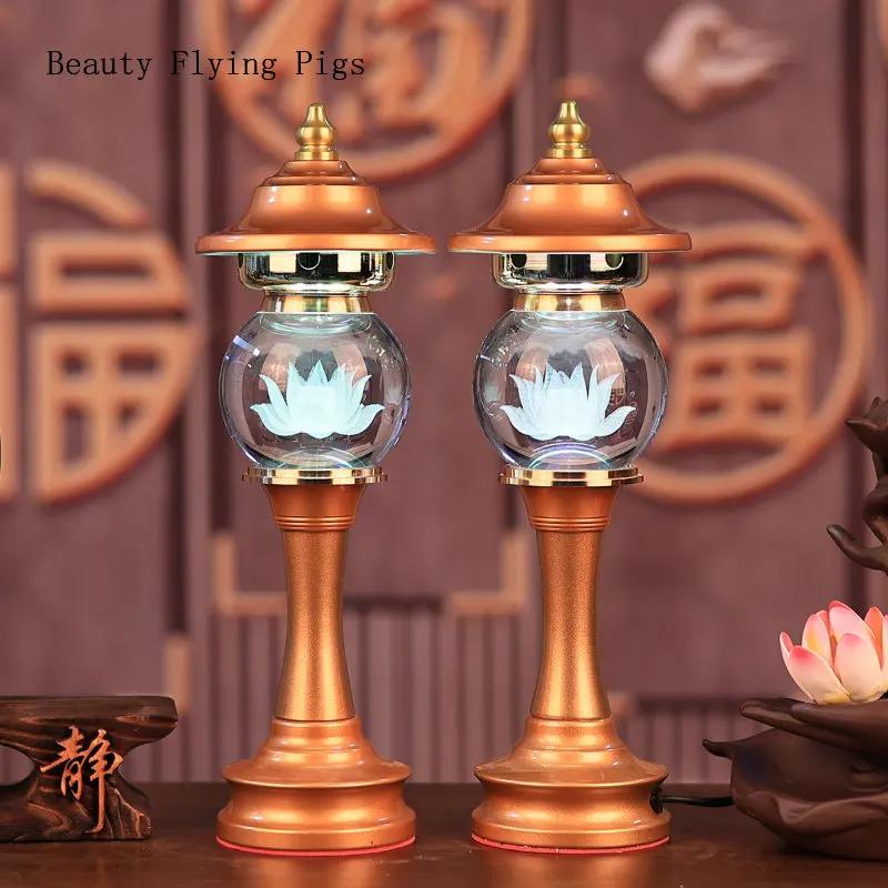 2 шт. кристалл 7 цветов переменный лотос подсвечник бытовая техника Будда фэн-шуй