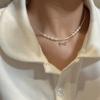 Серебряный браслет-ожерелье S925 с бантом, сломанное серебро, сладкий блогер, такой же, ручная работа, дизайн, жемчужные украшения