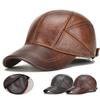 Мужские повседневные кепки-ушанки из натуральной кожи, мужские кепки из натуральной воловьей кожи, мужские бейсбольные кепки на осень-зиму из натуральной коровьей кожи