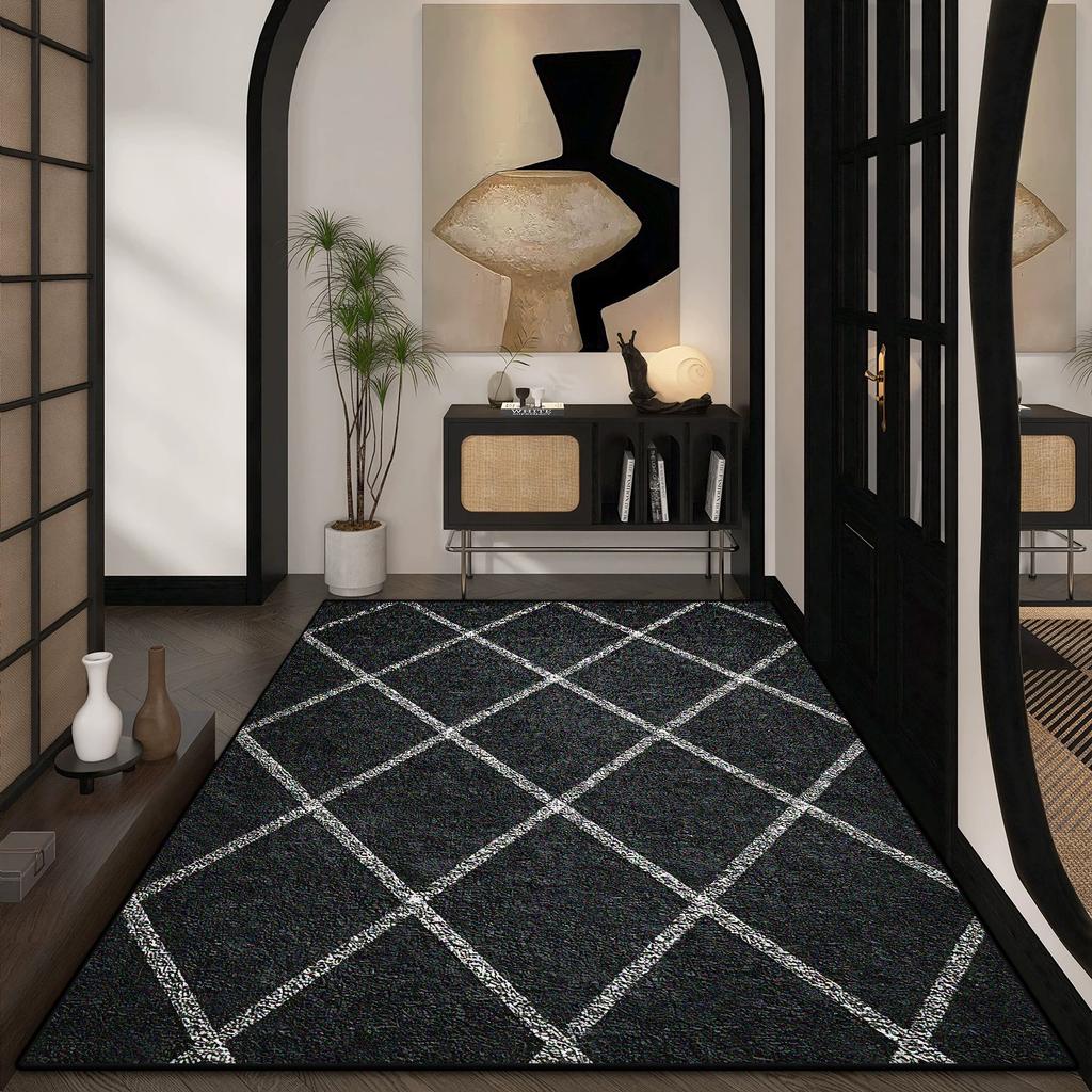 Simple Style Large Living Room Carpet Retro Striped Decoration Home Washable Rug Lounge Office Coffee Tables Flannel Floor Mats