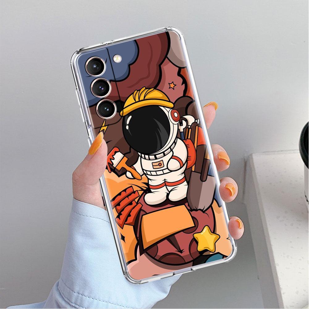 Прозрачный чехол 'Космонавт Вселенная' для Samsung Galaxy S22 S20 FE S21 S10 S9 Plus Note 20 Ultra 10 Lite Прозрачный корпус телефона