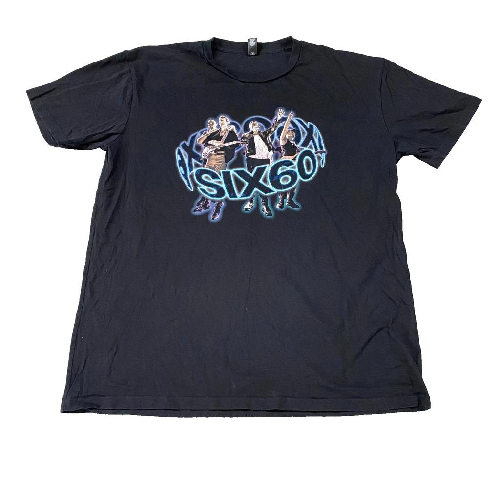 Six60 T-Shirt Men XL Black Crew Neck Wash Tour Merch Graphic Tee Streetwear Band