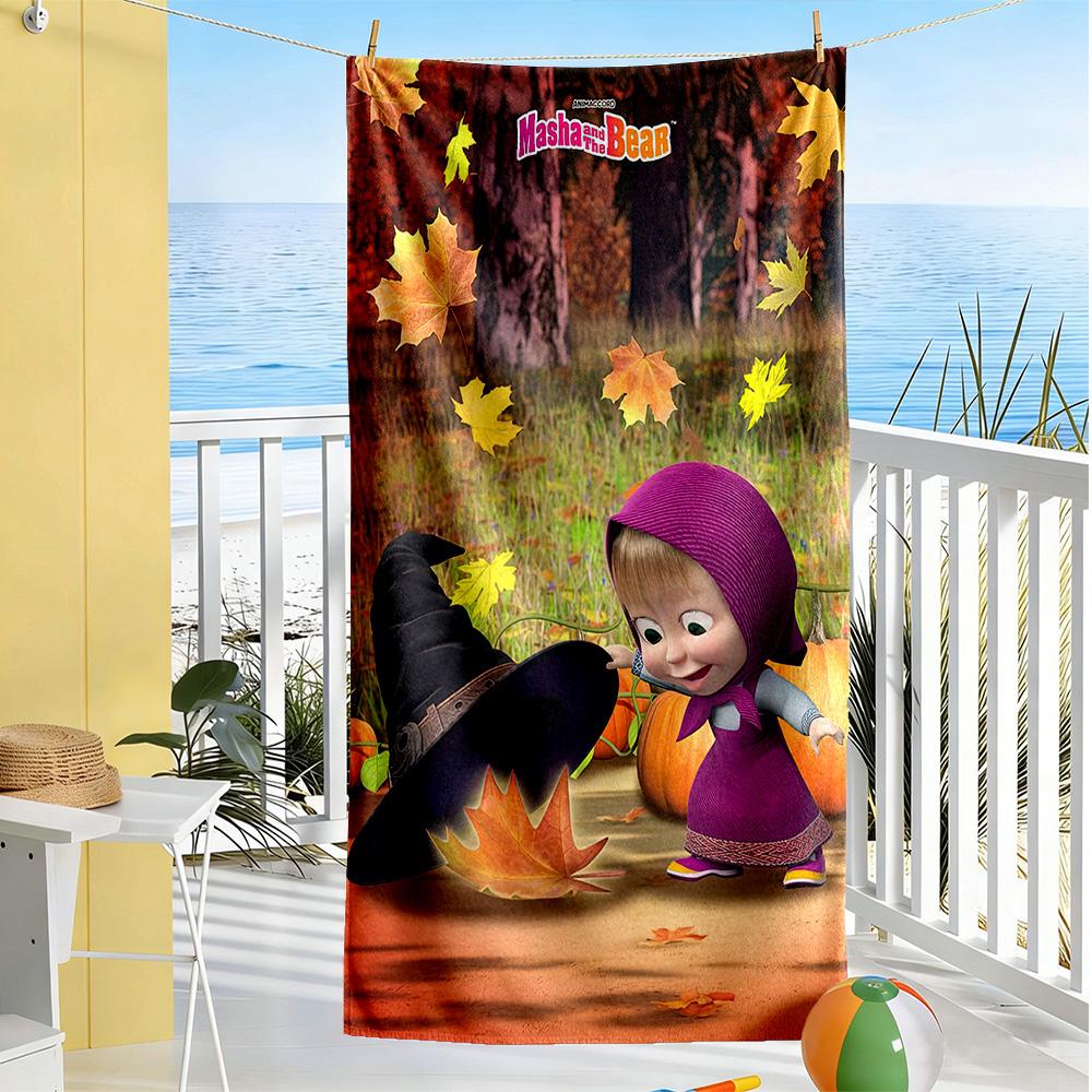 Masha Bear Beach Towel Super Soft Microfiber Quickdry Fabric Comfortable Lightweight