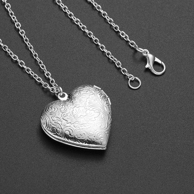 1PC Love Heart DIY Photoframe Openable Necklace Charm Vintage Necklace Pendant Photo Picture Locket Carved Heart