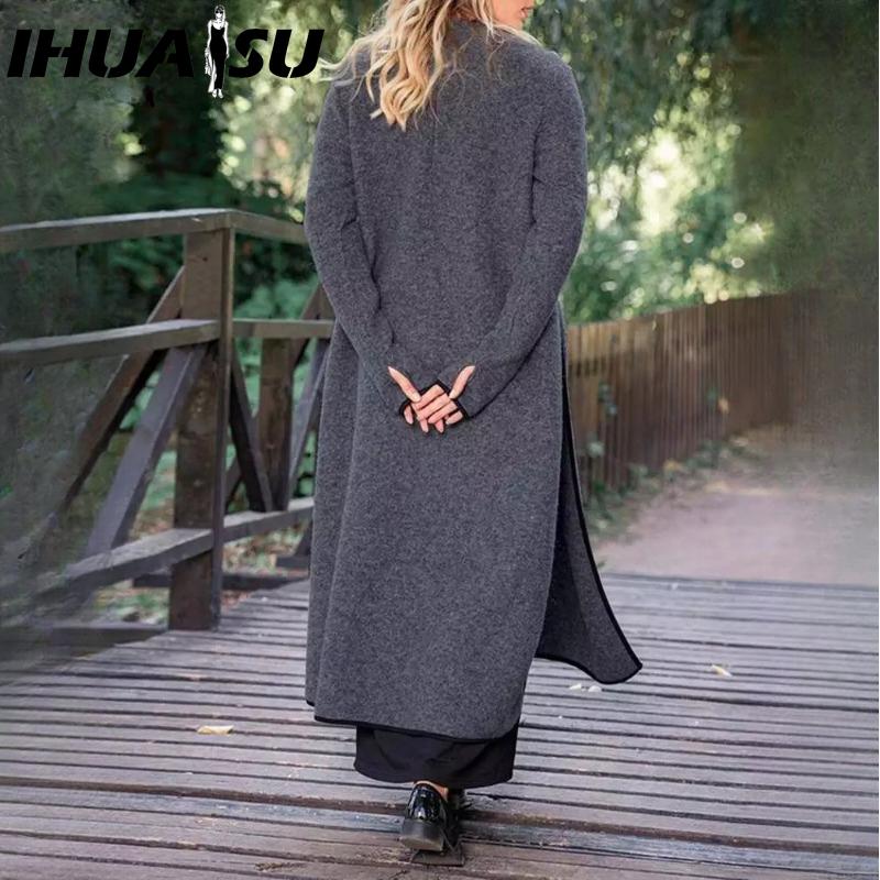 IHUASU Женская мода весна осень однотонный принт короткий рукав длинный рукав высокая талия повседневные платья