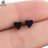 Mini Stainless Steel Geometric Earrings Black for Women Men Heart Triangle Leaf Volleyball Ear Studs Punk Piercing Pendientes