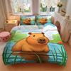 3pcs Capybara, Waterfront Duvet Cover Set - Machine Washable, Includes 1 Cover and 2 Pillowcases, No Core Included yy251013107