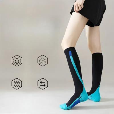 Компрессионные носки медицинского назначения 30-40 мм рт. ст. для женщин и мужчин (Нейлон в черную и серую полоску