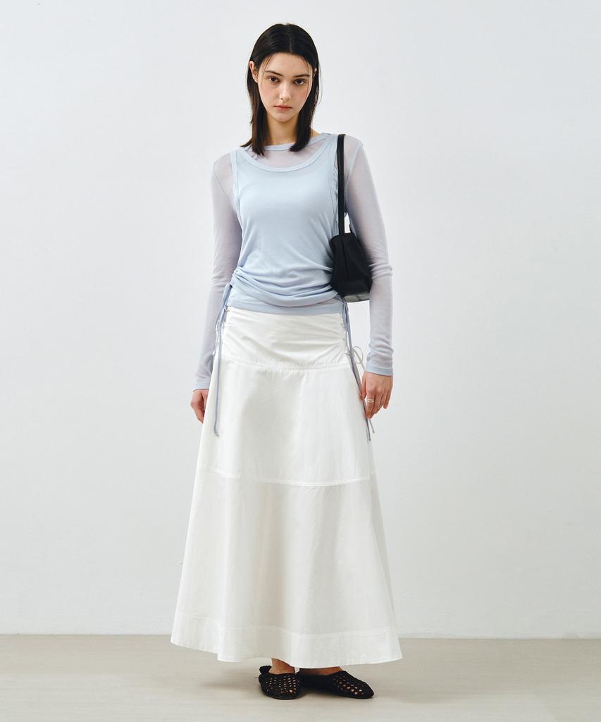 MONGDOL [Set] Side Shirred Layered T-Shirt Sky Blue Mdts067Skyblue