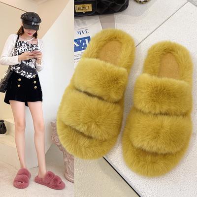 Модные зимние женские зимние домашние пушистые тапочки нескользящие повседневные домашние туфли на плоской подошве женские шлепанцы теплая обувь однотонные