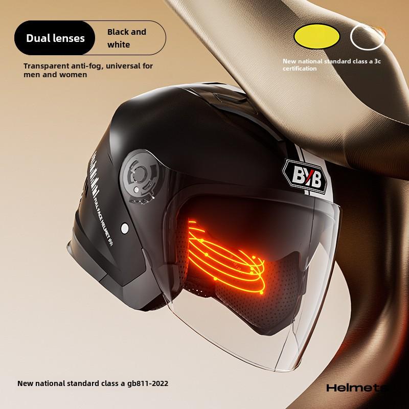 Мотоциклетный шлем с защитой от запотевания, сертифицированный по классу A 3C — на все времена года, с двойной линзой, универсальная посадка