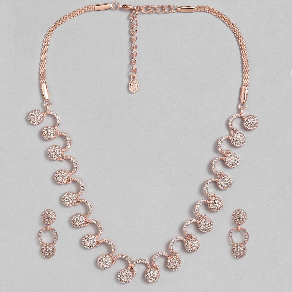 Великолепный комплект колье Estele из розового золота с кристаллами для женщин