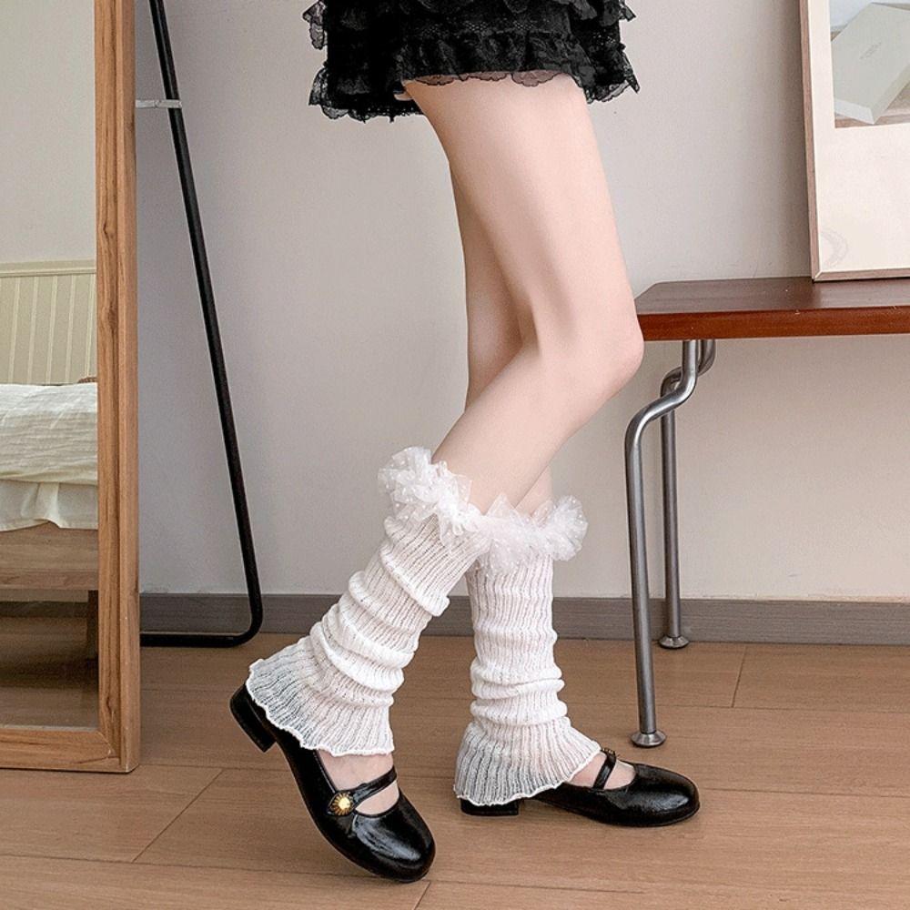 Cotton Knee High Ruffle Socks Ballet Style Ballet Calf Long Socks Fashion Sweet Leg Warmer Women