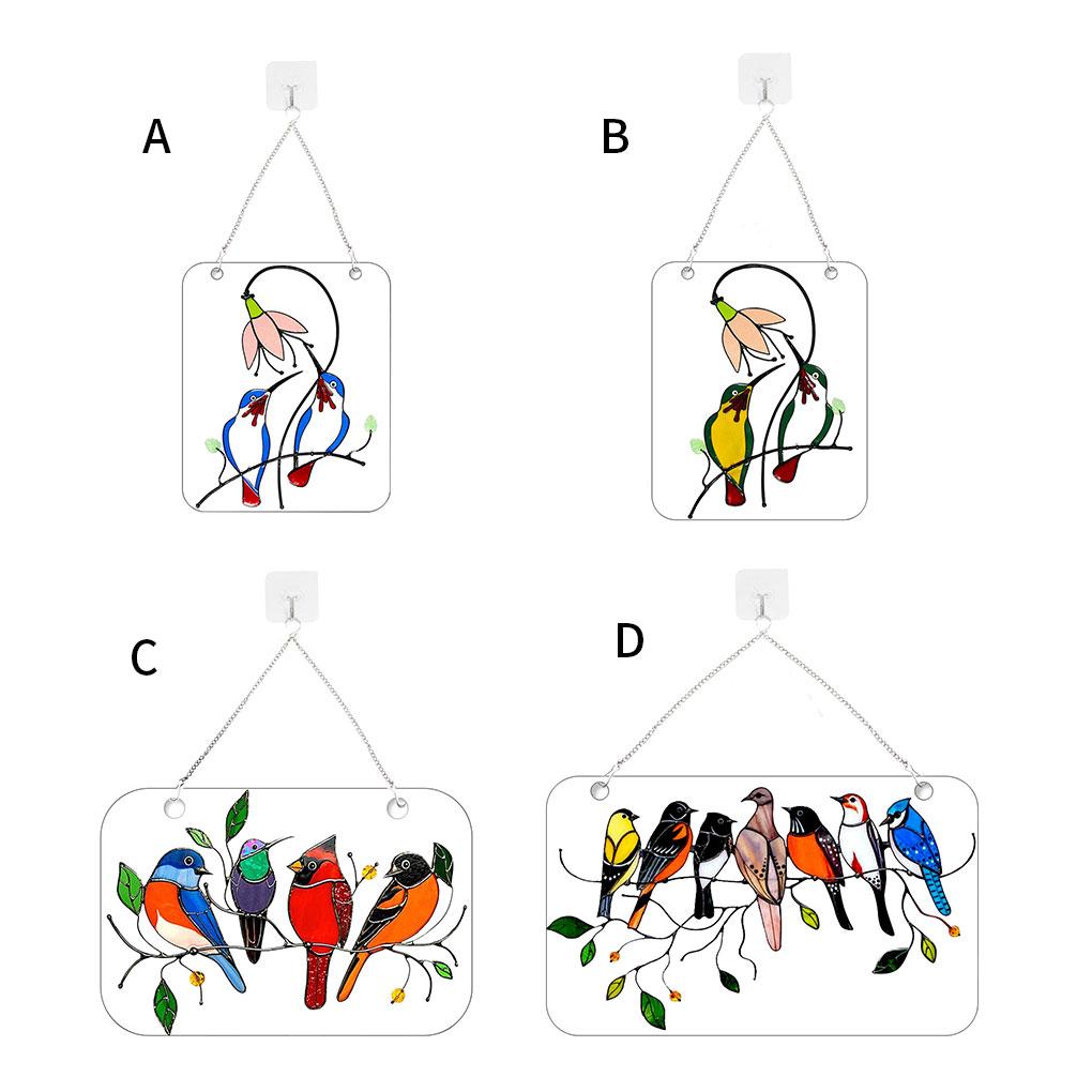 Window Panel Fowl Shape Hanging Pendant Acrylic Stained Panel for Home Decoration