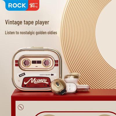 ROCK Ретро-кассетный дизайн Полувнутриканальные Bluetooth-наушники