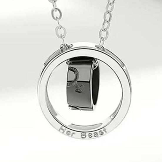 Кольцо Шарм Парное Ожерелье Подвеска с Двойными Кольцами Ее Чудовище Его Красавица Ожерелье из Сплава на День Святого Валентина Юбилей Подарок на День Рождения