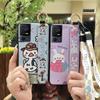 Cartoon Phone Holder Phone Case For TCL 40SE/T610K Wristband Waterproof Durable Soft Case Shockproof Anti-knock Cute