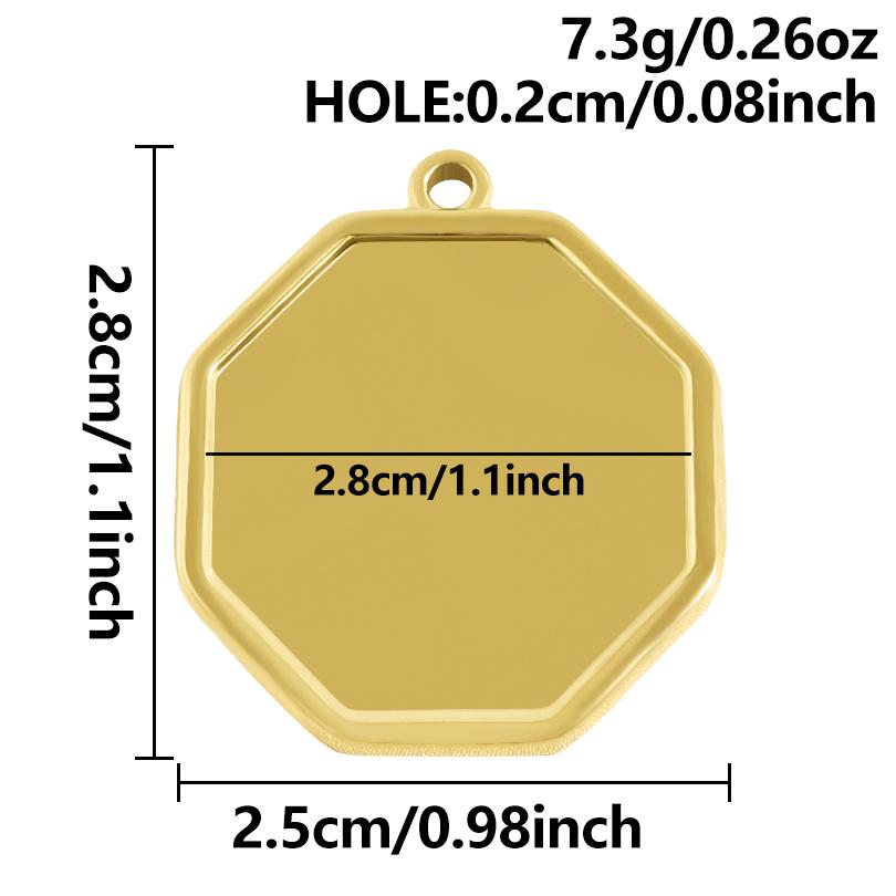 6Pcs Blank Settings Cabochon Pendants Round Rectangle Square Charm Stainless Steel Charms For Jewelry Making Bulk Diy Necklaces