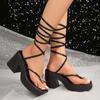 Shoes for Women 2024 Hot Sale High Quality Ankle Straps Women Sandals Summer Rome Solid Platform Chunky Heels Plus Size Sandals