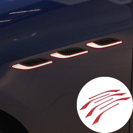Red Carbon Fiber Side Air Vent Fender Cover Trim For Maserati Ghibli 2014 -22