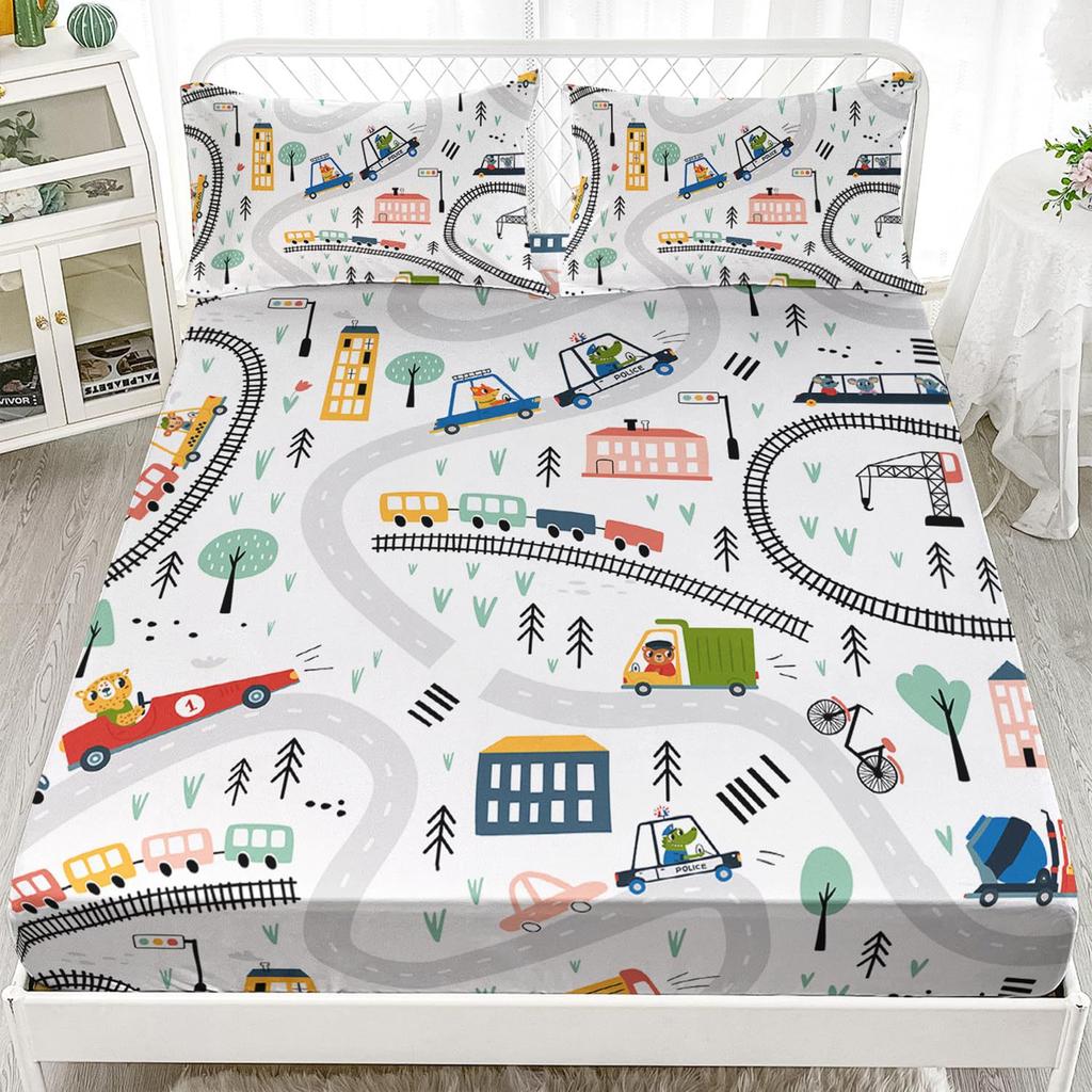 Экстремальные гонки Лист с рисунком Комплект постельного белья из трех предметов С цифровой печатью Лист Взрослые Дети