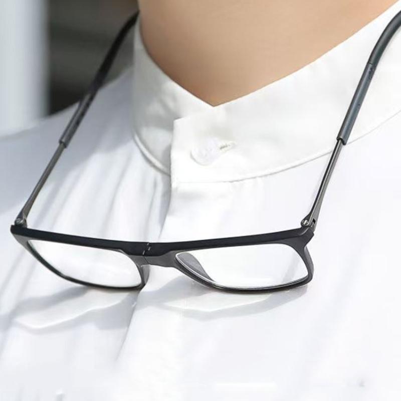 4 Styles Fashionable Neck Hanging Reading Glasses Magnet PC Square Frame HD Convenient And Comfortable Telescopic Feet Unisex