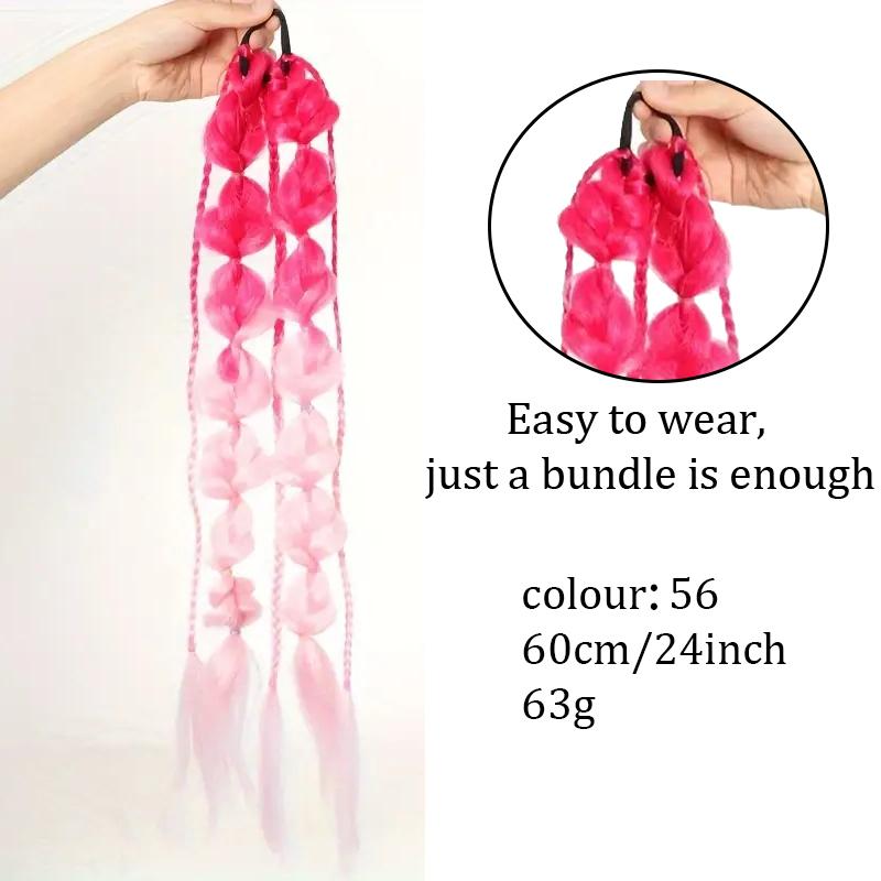 Y2K Style Gradient Bow Bubble Braided Ponytail Women's High-temperature Synthetic Ponytail Suitable for Various Occasions