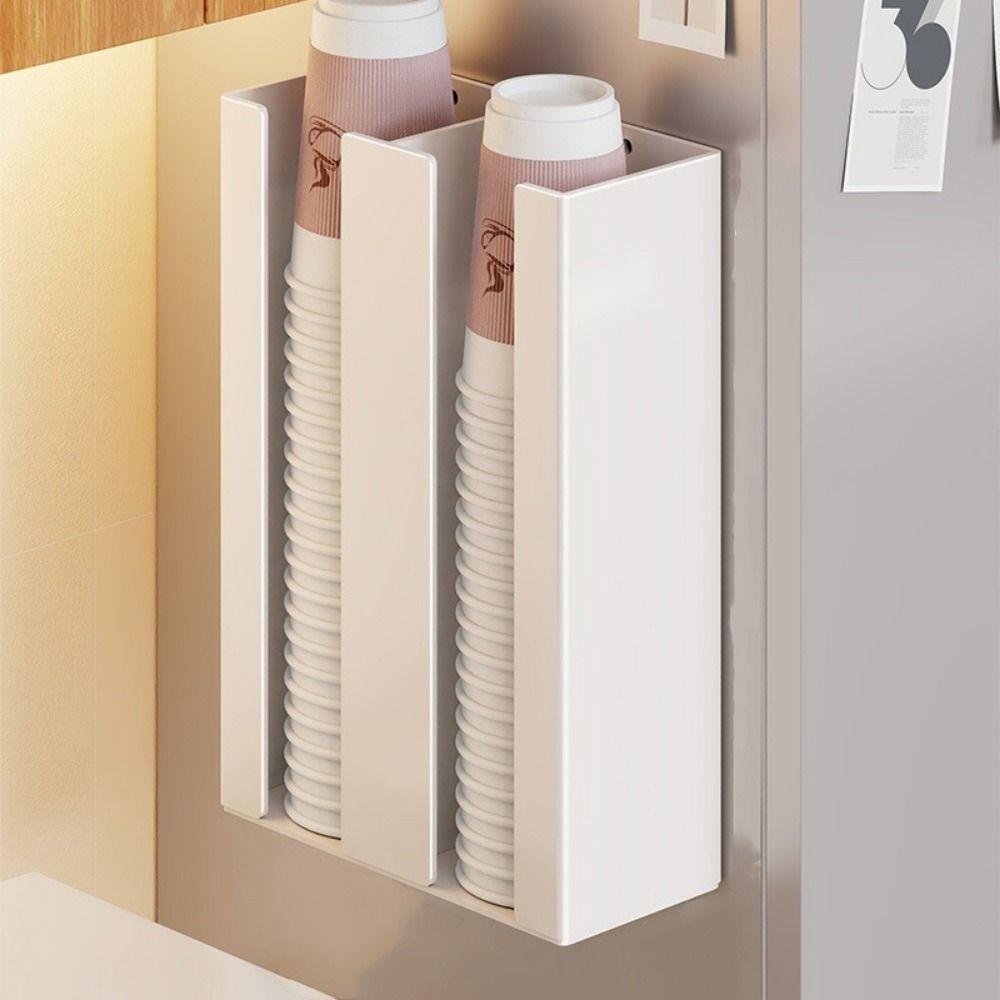 Iron Paper Cup Dispenser Large Capacity Cup Storage Rack Durable Paper Cup Organizer Refrigerator