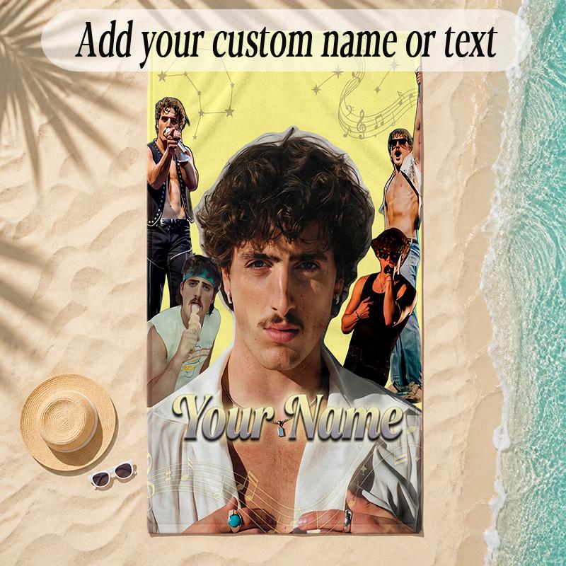 Beach TowelBenson Boone Custom Name Text Personalized Soft Towel for Beach Pool Indoor Home Decor Gift