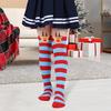 Kids' Christmas Socks Reindeer Plush Striped Knee-High Stockings Over Knee Socks Festive Holiday Wear for Boys Girls